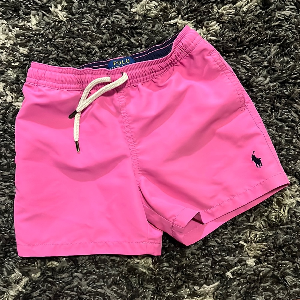 Pink Ralph Lauren swim trunks